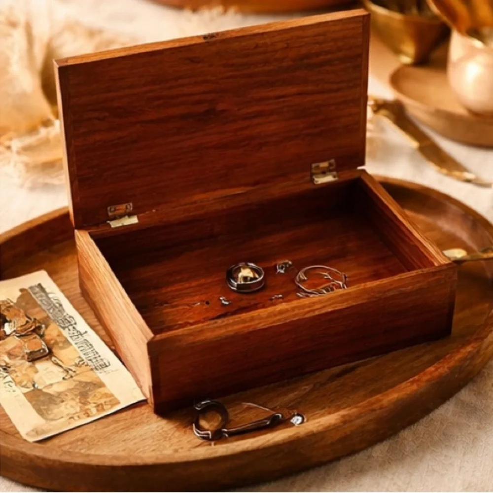 Vintage Wood Marquetry Landscape Box Inlaid Scene 7” x 9,5 “ European